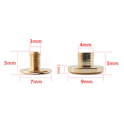 Golden Brass Rivets, with Iron Screw, for Purse Handbag Shoes Leather Craft Clothes Belt Bookbinding, Round, Golden, 0.9x0.5cm