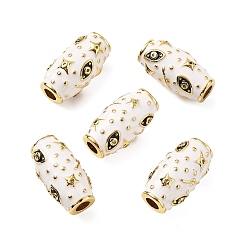 Белый Бусины из микрофибры из рисовой латуни с кубическим цирконием, с эмалью, стойки покрытие, без кадмия и без свинца, долговечный, реальный 18 k позолоченный, белые, 20x10.5 мм, отверстие : 3.5 мм