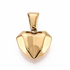 Настоящее золото 18K 304 подвески из нержавеющей стали, сердце прелести, граненые, ионное покрытие (ip), реальный 18 k позолоченный, 12x13x4 мм, отверстие : 6x3 мм