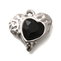 Реактивный Самолет 304 подвески из нержавеющей стали, со стразами, цвет нержавеющей стали, сердце, струя, 16.5x16.5x5.5 мм, отверстие : 1.8 мм