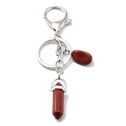 Красный Камень Брелок из натуральной красной яшмы, с платиновым покрытием, разрезными кольцами из железа, пуля, 11~11.2 см