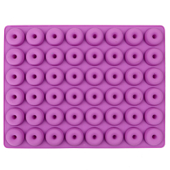 Orchid 48-Cavity Silicone Donut Wax Melt Molds, For DIY Wax Seal Beads Craft Making, Orchid, 199x151x12mm
