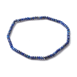 Lapis Lazuli Faceted Rondelle Natural Lapis Lazuli Bead Stretch Bracelets, Reiki August Birthstone Jewelry for Her, Inner Diameter: 2-3/8 inch(6.1cm)