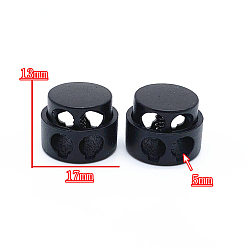 Electrophoresis Black Alloy Cord Locks Clip Ends, Double Hole Drawstring Stopper Fastener Buttons Buttons, Electrophoresis Black, 1.3x1.7cm, Hole: 5mm