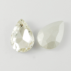 Clear Glass Pointed Back Rhinestone, Back Plated, Faceted, Teardrop, Clear, 25x18x8mm