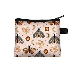 Insects Rectangle Printed Polyester Wallet Zipper Purse, for Kechain, Card Storage, Insects, 11x13.5cm