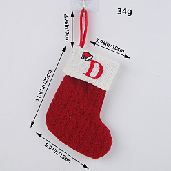 FF1-4/D Classic Red Letter Christmas Stocking Knit Decoration Festive Holiday Ornament