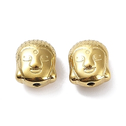 Real 18K Gold Plated Ion Plating(IP) 304 Stainless Steel Beads, Buddha Head, Real 18K Gold Plated, 11x9x6mm, Hole: 1.2mm