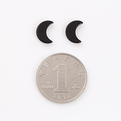 E1112- Moon Magnetic Black Earrings for Men and Women, Non-Pierced Clip-on Ear Studs with Magnet Stone