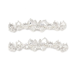 Бабочка Латунные подвески из прозрачного кубического циркония, серебряный цвет гальваническим, для изготовления аксессуаров для волос, бабочка, 42x10x3.5 мм, отверстие : 1.2 мм