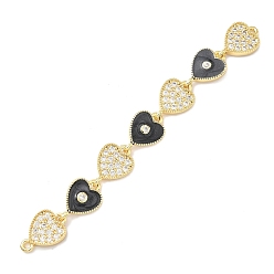 Черный Латунные микро-паве из прозрачных кубических цирконий 7 подвески-сердечки, с эмалью, без свинца и без кадмия, стойки покрытие, долговечный, реальный 18 k позолоченный, чёрные, 81 мм, отверстие : 1.2 мм