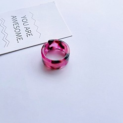 7# single Adjustable Acrylic Marble Pattern Couple Rings for Women, Light Luxury Design