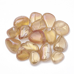 Wheat Vacuum Plating Natural Quartz Crystal Beads, Tumbled Stone, No Hole/Undrilled, Nuggets, Wheat, 15~35x9~25x6~25mm, about 130pcs/1000g.