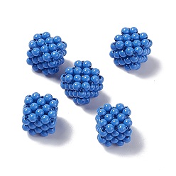 Bleu Dodger Perles tissées en plastique opaque faites à la main, pas de perle trouée, cube, Dodger bleu, 15.5x15.5x15.5mm