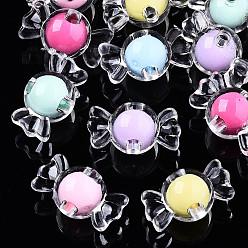 Mixed Color Transparent Acrylic Beads, Bead in Bead, Candy, Mixed Color, 11.5x21x12mm, Hole: 3mm, about 380pcs/500g