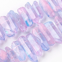 Lilac Natural Quartz Crystal Points Beads Strands, Lilac, 20~40x9~15x7~12mm, Hole: 1mm, about 17~19pcs/strand, 6.6~6.8 inch(17~17.5cm)