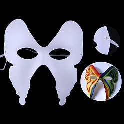 Butterfly DIY Unpainted Masquerade Mask, White Plain Half Face Paper Mask for Party Decoration, Butterfly Pattern, 190x170mm