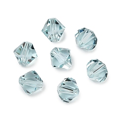 Светло-Голубой Прозрачные имитация австрийского хрусталя k9 стеклянные бусины, граненые, двухконусные, Небесно-голубой, 10x10 мм, отверстие : 1 мм