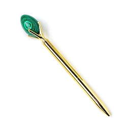 Malachite Synthetic Malachite Egg Ball-Point Pen, Stainless Steel Ball-Point Pen, Office School Supplies, 155mm
