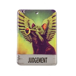 Wing Acrylic Pendants, Rectangle with  Tarot, Wing, 38.5x27x2mm, Hole: 1.8mm