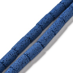 Royal Blue Natural Lava Rock Beads Strands, Column, Dyed, Royal Blue, 14x7mm, Hole: 1.5mm, about 28pcs/strand, 15.55''(39.5~40cm)