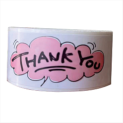 Pearl Pink Thank You Stickers Roll, Rectangle Paper Adhesive Labels, Decorative Sealing Stickers for Christmas Gifts, Wedding, Party, Pearl Pink, 75x25mm, 120pcs/roll