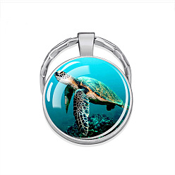 Tortoise Стеклянный полукруглый/куполообразный брелок с подвеской в виде морских животных, с металлическая фурнитурой, аксессуары для подвески автомобильной сумки, черепаха, 5.5x2.5 см