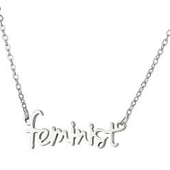 Stainless Steel Color 201 Stainless Steel Word Feminist Pendant Necklace, Feminism Jewelry for Women, Stainless Steel Color, 8.27 inch~19.69 inch(21~50cm)