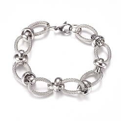 Stainless Steel Color 304 Stainless Steel Chain Bracelets, with Lobster Claw Clasps, Stainless Steel Color, 8-1/8 inch(20.5cm)