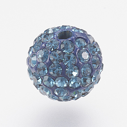 207_Montana Czech Rhinestone Beads, PP6(1.3~1.35mm), Pave Disco Ball Beads, Polymer Clay, Round, 207_Montana, 4~4.5mm, Hole: 1mm, about 20~30pcs rhinestones/ball