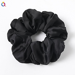 C190 Oversized Satin - Black Vintage French Retro Bow Hairband - Solid Color Satin Hair Tie