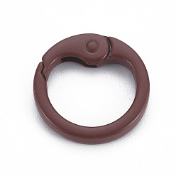 Coconut Brown Spray Painted Alloy Spring Gate Rings, Cadmium Free & Nickel Free & Lead Free, O Rings, Coconut Brown, 25x4mm, Hole: 19mm