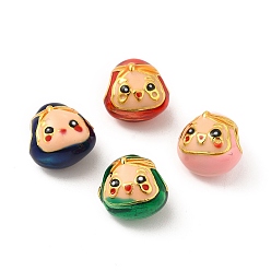 Mixed Color Alloy European Beads, with Enamel, Large Hole Beads, Golden, Zongzi Baby, Mixed Color, 11.5x12x10mm, Hole: 4mm