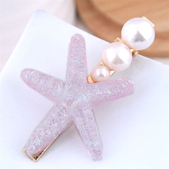 Purple 015063213 Simple Starfish Hair Clip for Women, Side Clip with Bangs, Fashionable.