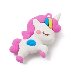 Орхидея Пластиковые подвески из ПВХ, для изготовления брелка, очарование единорога, сиреневые, 61x37x14.5 мм, отверстие : 3.5 мм