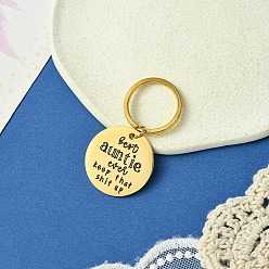 Золотой 201 брелок из нержавеющей стали, литыми кольцами, плоско-круглые, золотые, 5.5 см