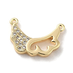 Real 18K Gold Plated Brass Micro Pave Cubic Zirconia Pendants, Wings, Real 18K Gold Plated, 11.5x17x2.5mm, Hole: 0.9mm