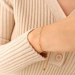 E082 - Golden Bracelet - 15+5cm Luxury Geometric Design Twist Necklace and Bracelet Set in Titanium Steel with 18K Gold Plating