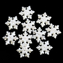 Snow Acrylic Imitation Shell Beads, Snowflake, Snow, 31x27x8mm, Hole: 1mm