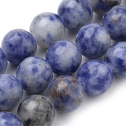 Sodalite Natural Brazil Blue Spot Jasper Beads Strands, Round, 6mm, Hole: 1mm, about 60pcs/strand, 15.7 inch