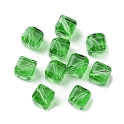 Lime Green Glass Imitation Austrian Crystal Beads, Faceted, Square, Lime Green, 7x7x7mm, Hole: 0.9mm