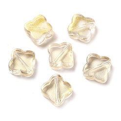 Gold Transparent Glass Beads, Rhombus, Gold, 11.5x11.5x4.5mm, Hole: 1.2mm