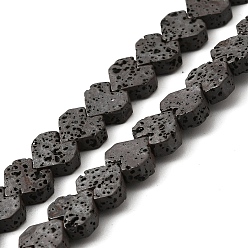 Gray Plated Electroplated Natural Lava Rock Beads Strands, Heart, Gray Plated, 8x8.5x3mm, Hole: 1mm, about 60pcs/strand, 16.54''(42cm)