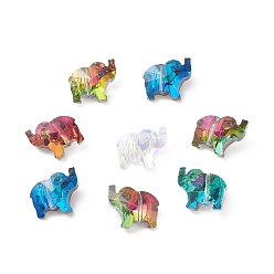 Mixed Color Transparent Glass Beads, Elephant, Mixed Color, 13x15x8.5mm, Hole: 1.2mm