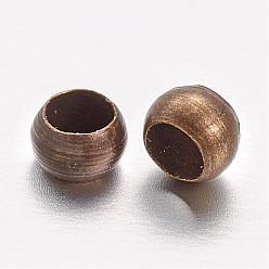 Antique Bronze Rondelle Brass Crimp Beads, Antique Bronze, 2.5x1.5mm, Hole: 1mm, about 10000pcs/200g