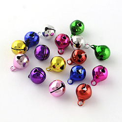 Mixed Color Vacuum Plating Brass Bell Charms Pendants, Mixed Color, 9x6mm, Hole: 1mm