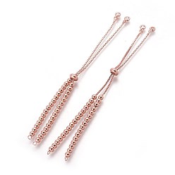 Розовое Золото Латунные браслеты делает, слайдерные браслеты, с кубического циркония, розовое золото , 10-1/2 дюйм (26.8 см), отверстие : 1.6 мм