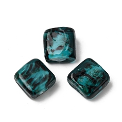 Dark Cyan Handmade Gold Sand Lampwork Beads, Square, Dark Cyan, 12.5x12.5x6~6.5mm, Hole: 1.8mm