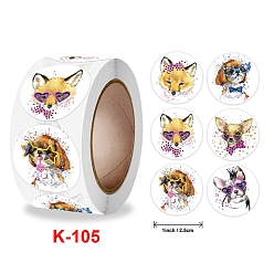 Dog Round Paper Cute Pet Cartoon Sticker Rolls, Decorative Sealing Stickers for Gifts, Party, Kid's Art Craft, Dog, 25mm, 500pcs/roll