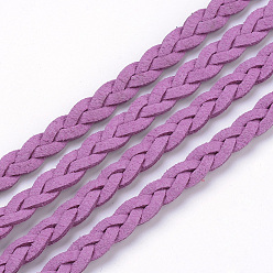 Orchid Braided Faux Suede Cord, Faux Suede Lace, Orchid, 7x3mm, about 45yards/bundle